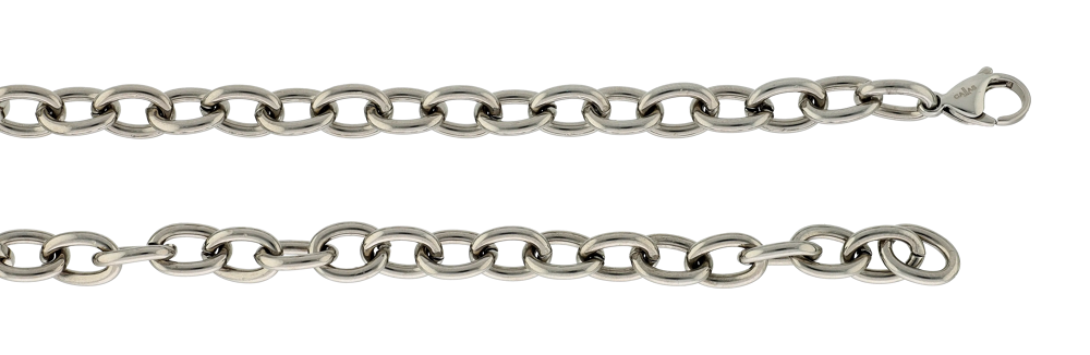 Collier Callas en acier maille forçat lisse avec oxydes de zirconium blancs, 45 cm