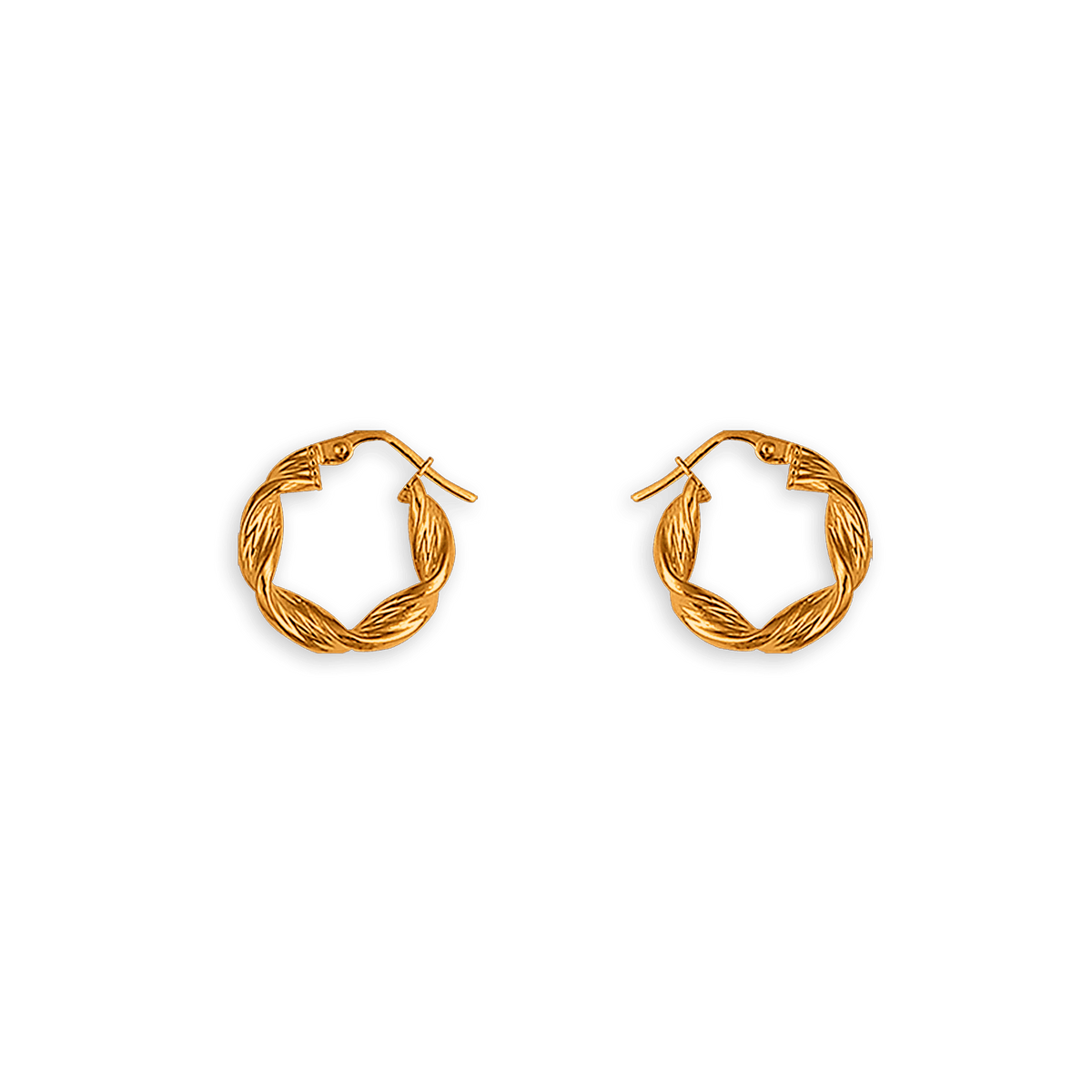 Créoles Or 375 Torsadées Lisses Et Martelées 16mm Tube 3.5mm