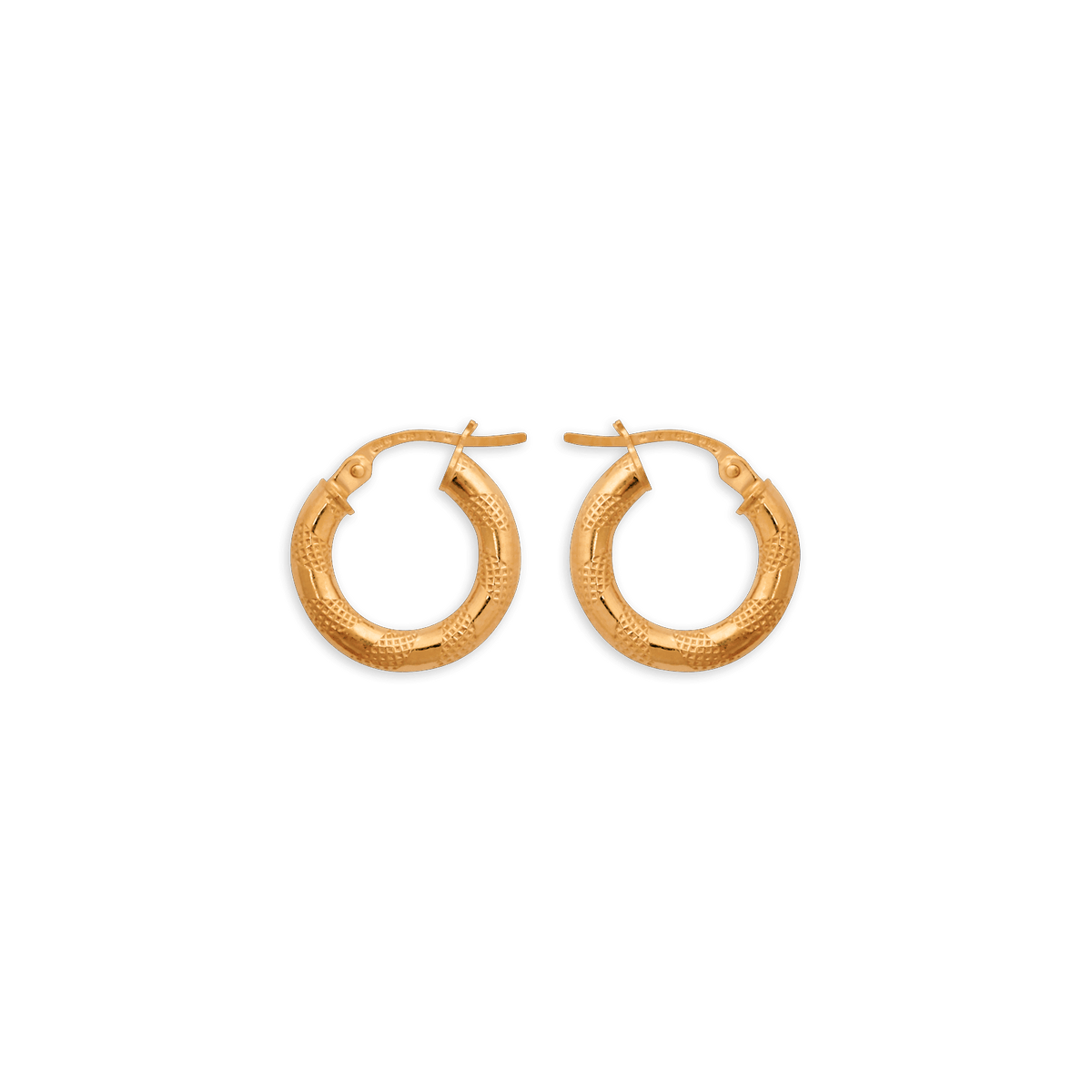 Créoles Or 375 Lisses Et Martelées 15mm Tube 3mm