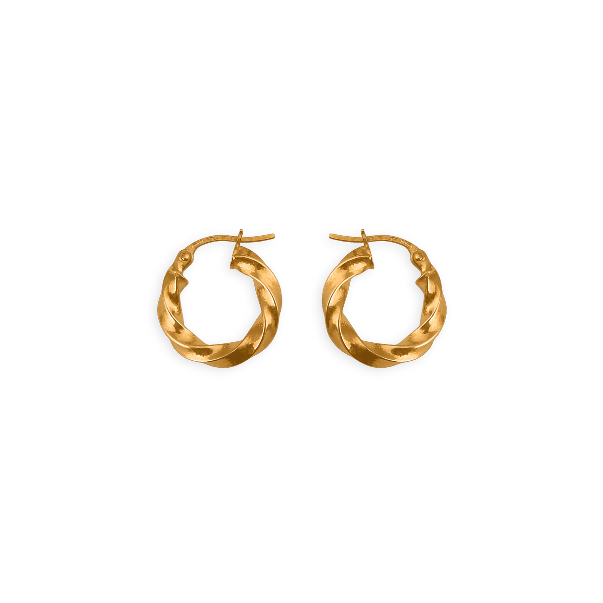 Créoles Or 375 Torsadées 15mm Tube 3mm