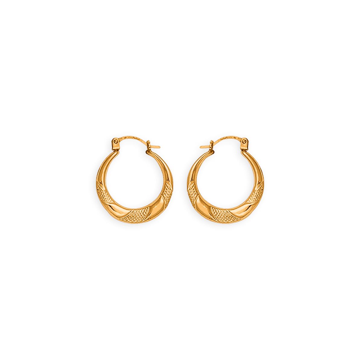 Créoles Or 375 Lisses Et Martelées 17mm Tube 3.5mm