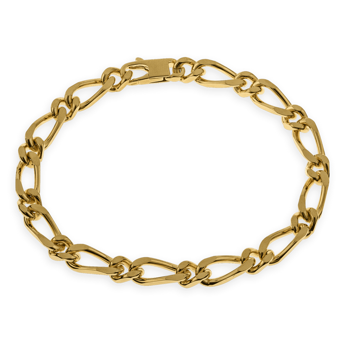 Bracelet Plaqué Or Maille Cheval Alterné 6mm 22cm
