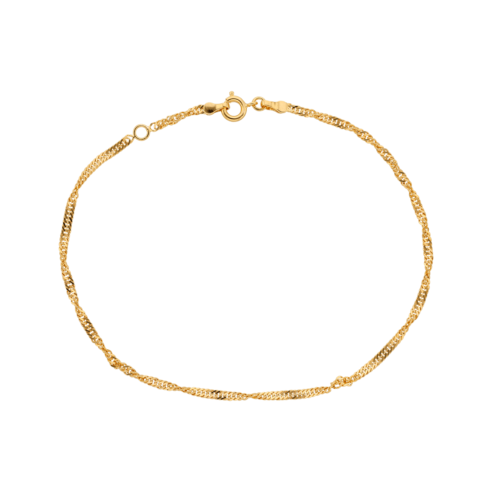 Chaîne Cheville Maille Singapour 2.2mm 23A25cm Plaqué Or