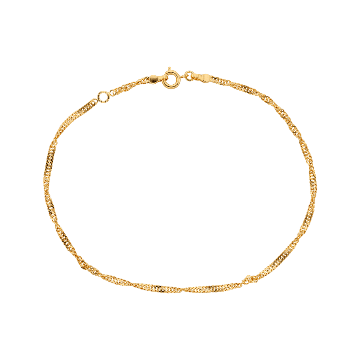 Chaîne Cheville Plaqué Or Maille Singapour 2.2mm 23 à 25cm