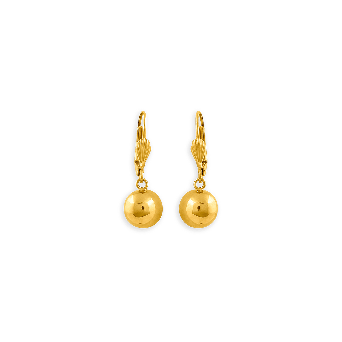 Boucles D'oreilles Plaqué Or Pendant 30mm Boule 10mm