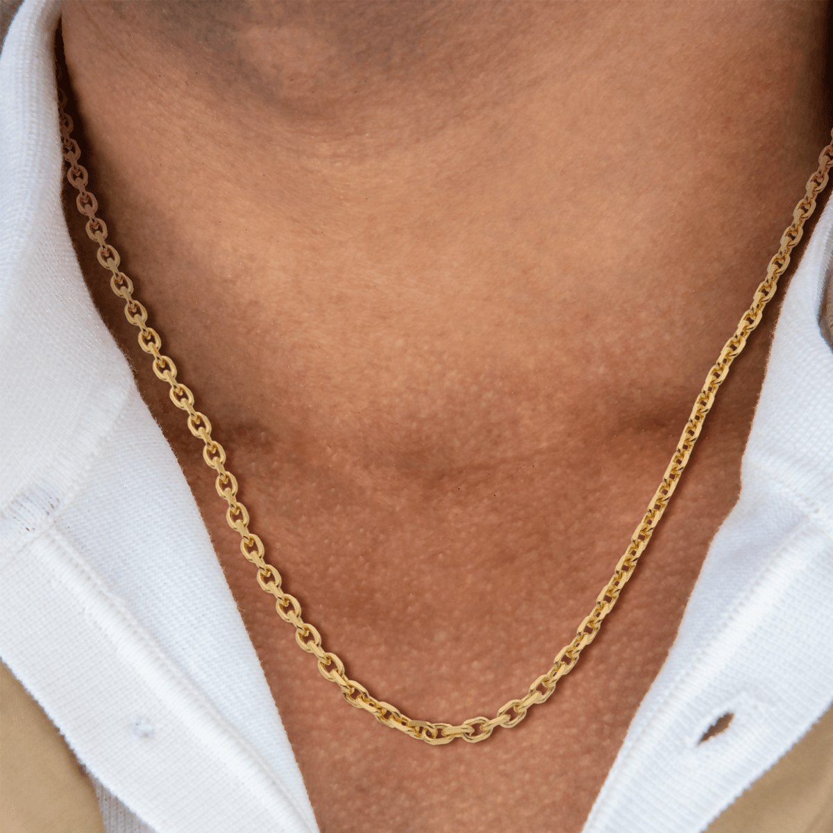 Collier Chaîne Plaqué Or Maille Forçat Limé 2.6mm 55cm