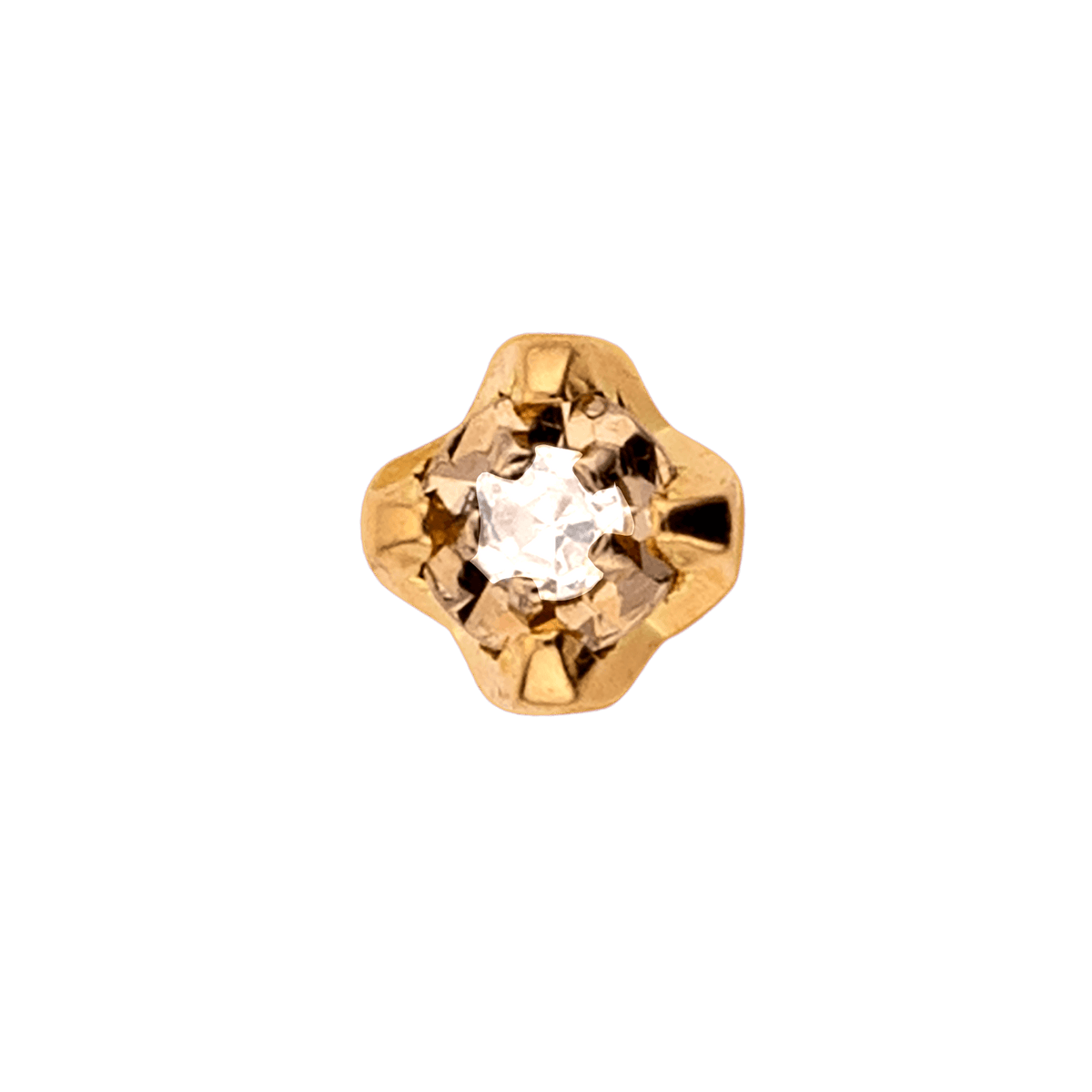 Piercing Nez Or 750 10mm Tige Courbée Diamant 0.006ct Griffes