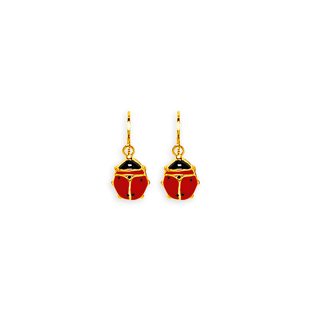 Boucles D'oreilles Or 750 Pendant 13mm Coccinelle 5mm