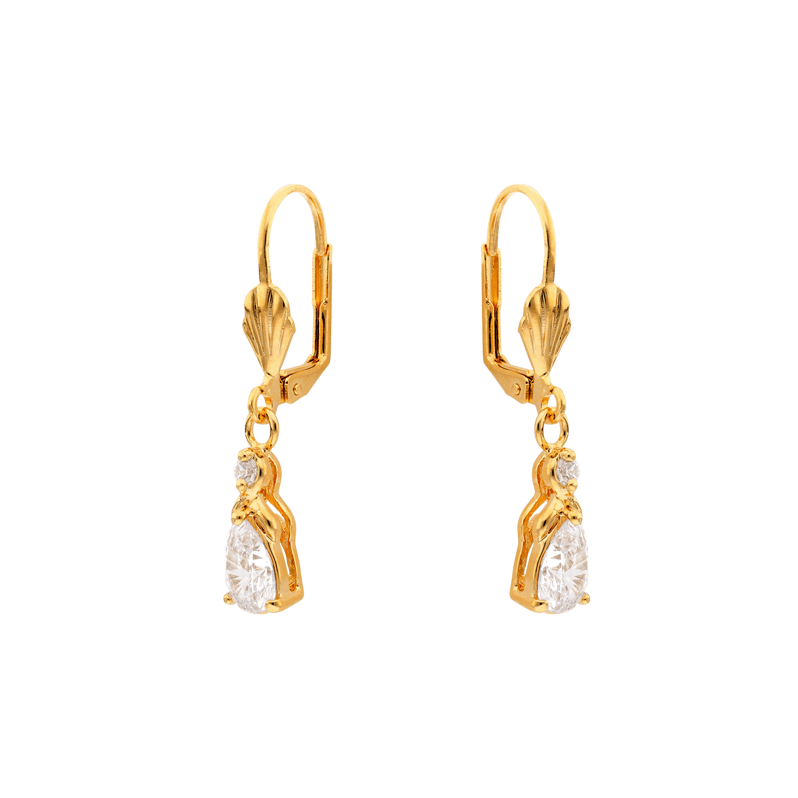 Boucles d'Oreilles Pendentif Plaqué or Oxyde de Zirconium pierre goutte d eau