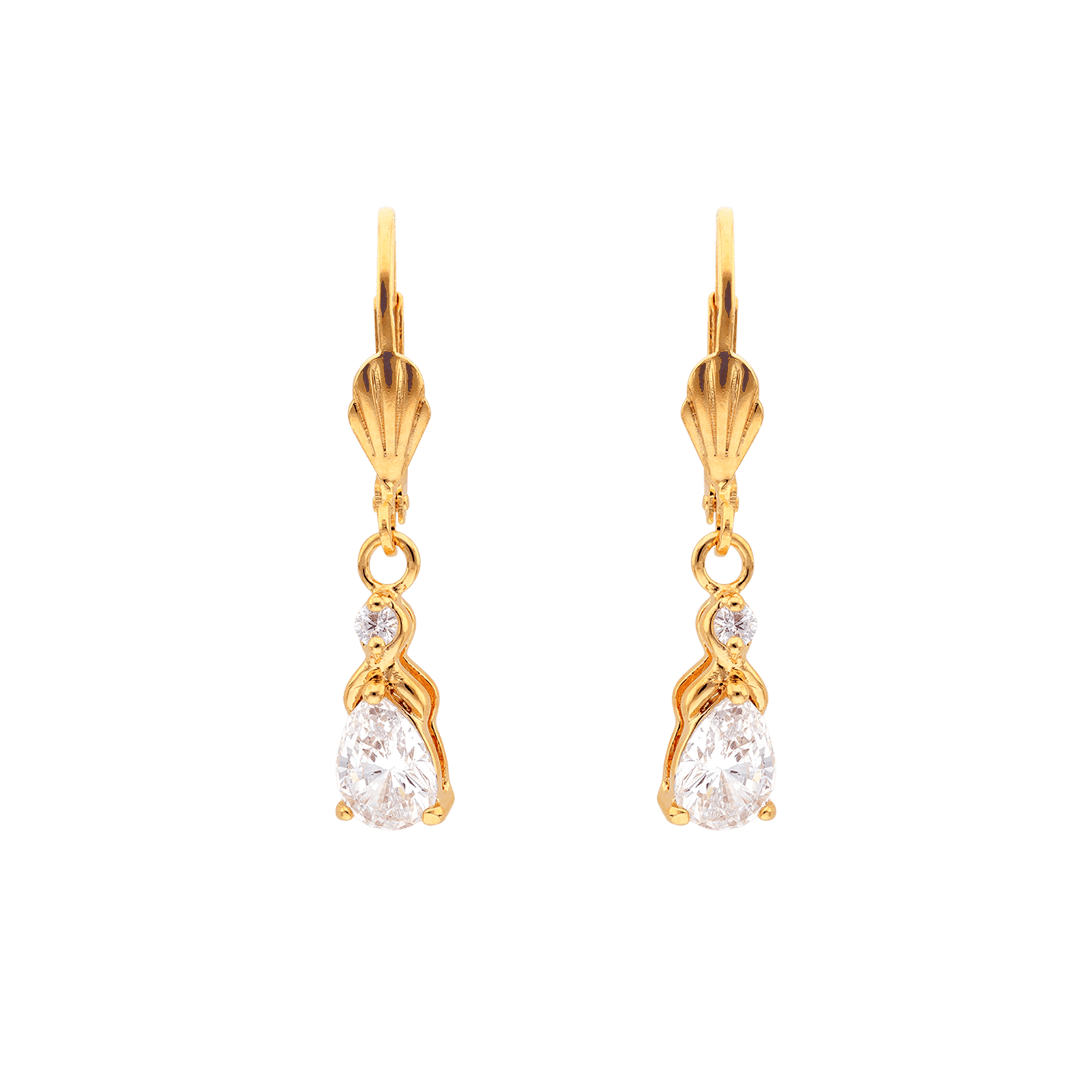 Boucles d'Oreilles Pendentif Plaqué or Oxyde de Zirconium pierre goutte d eau
