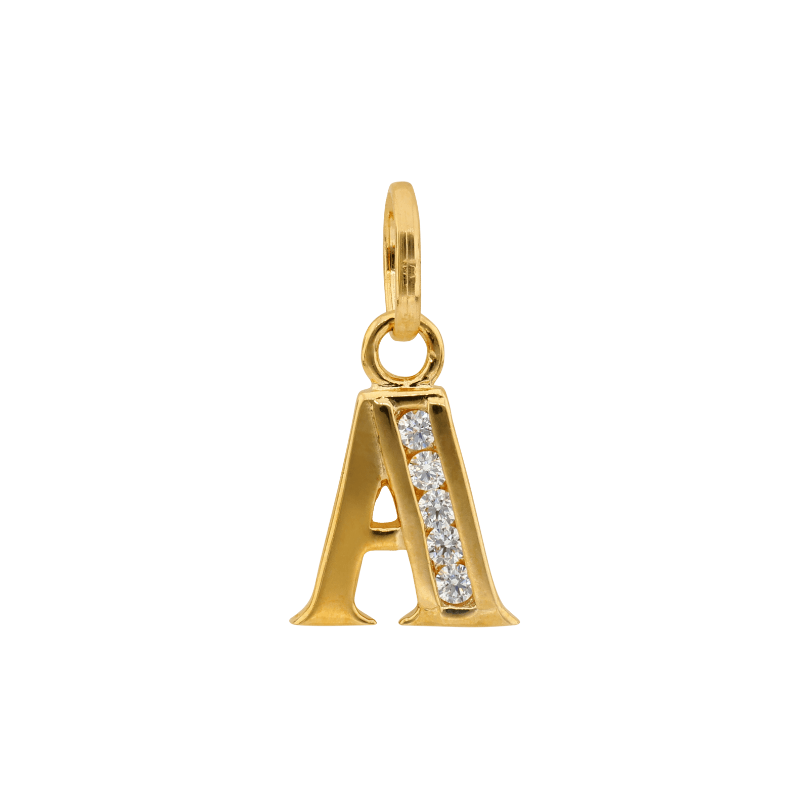 Pendentif Lettre A Zirconium 11*22mm Plaqué Or