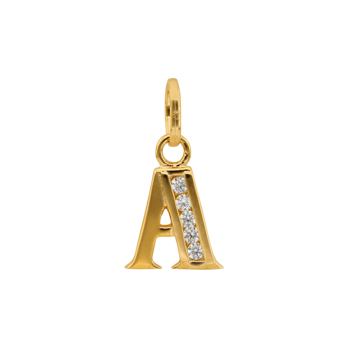 Pendentif Plaqué Or Lettre A Zirconium 11*22cm Avec Bélière
