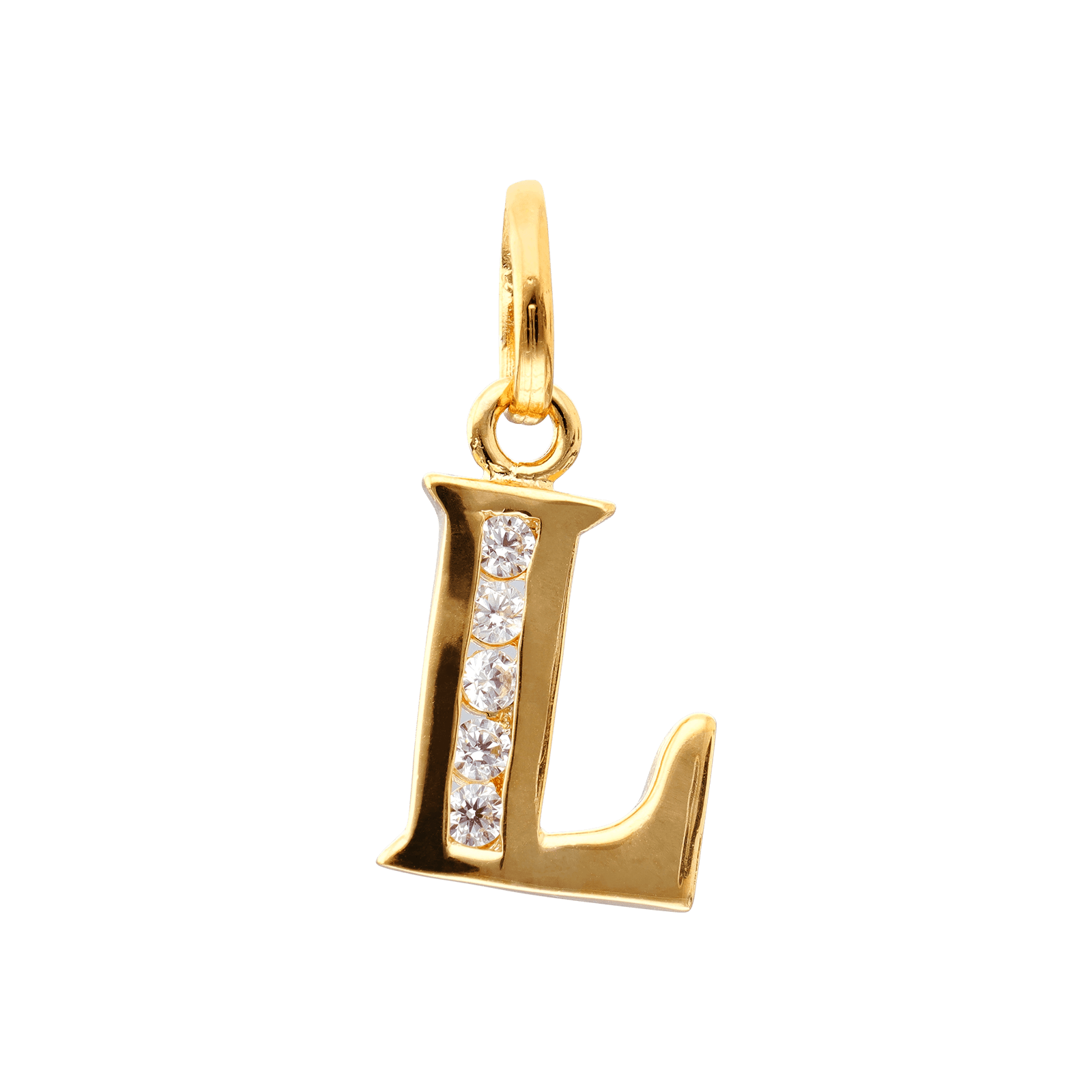 Pendentif Lettre L Zirconium 11*22mm Plaqué Or