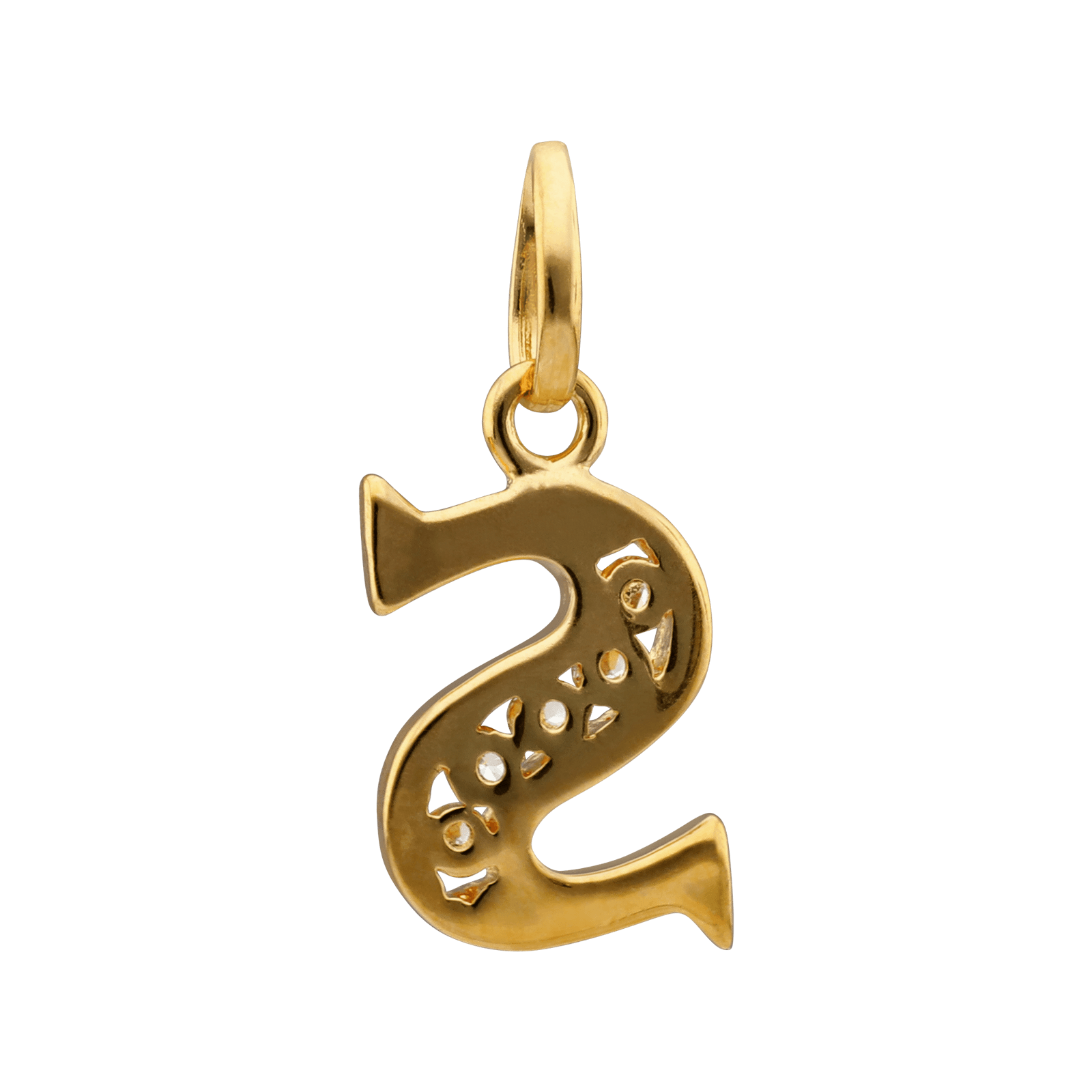 Pendentif Lettre S Zirconium 11*22cm Plaqué Or