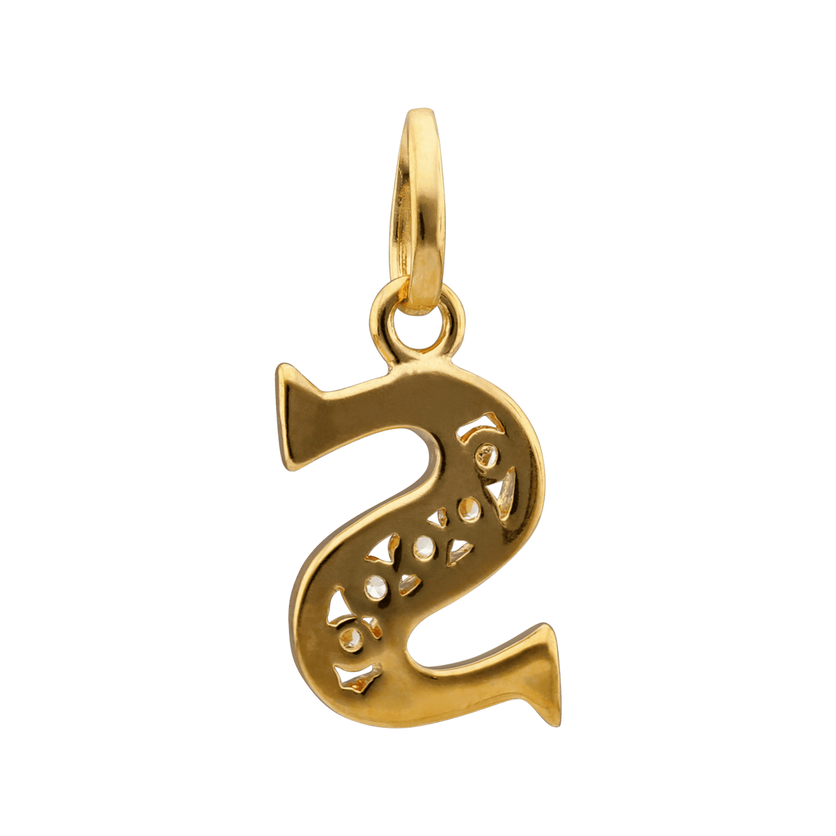 Pendentif Plaqué Or Lettre S Zirconium 11*22cm Avec Bélière