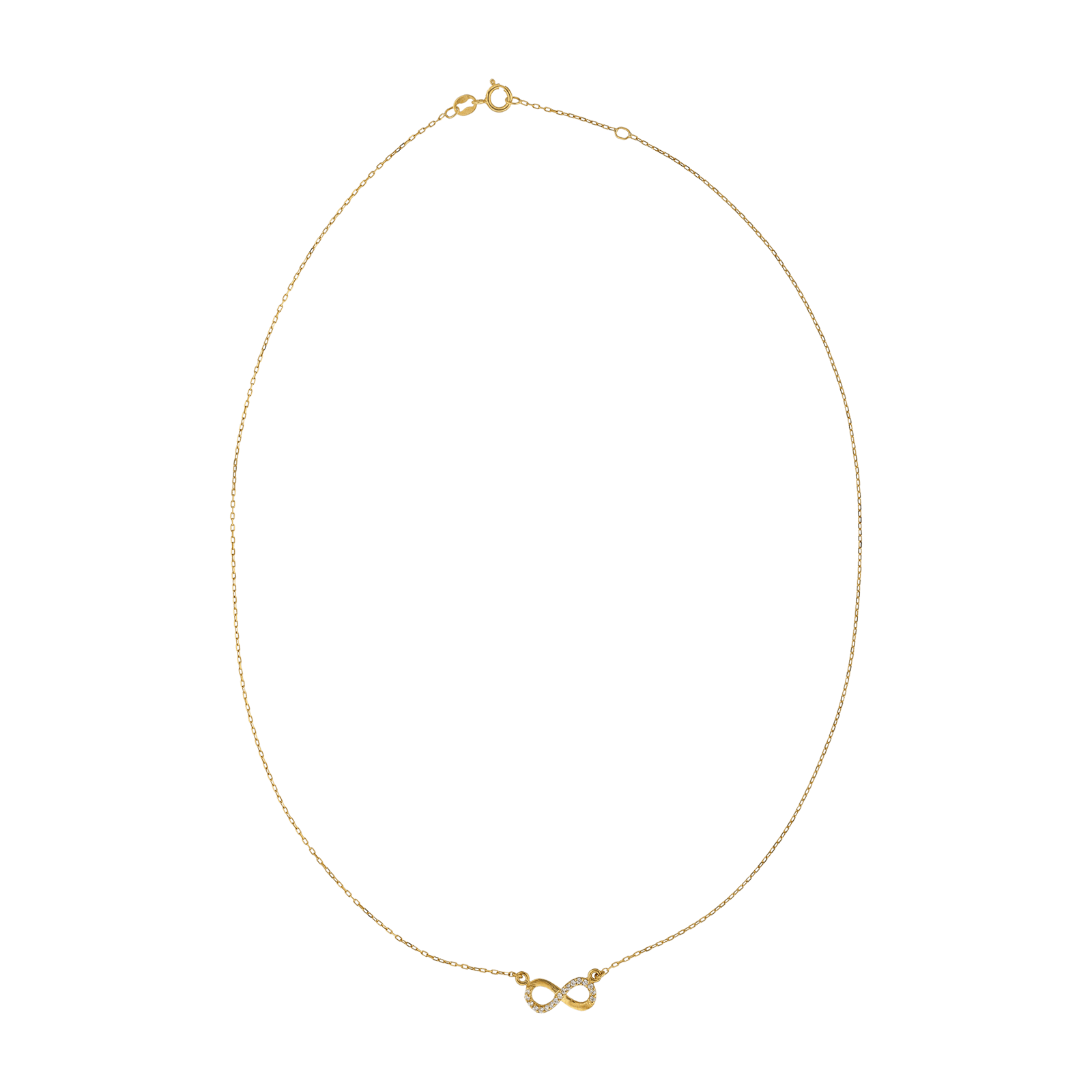 Collier Centre Infini Lisse et Oxyde de Zirconium 42 plus 3 centimètres