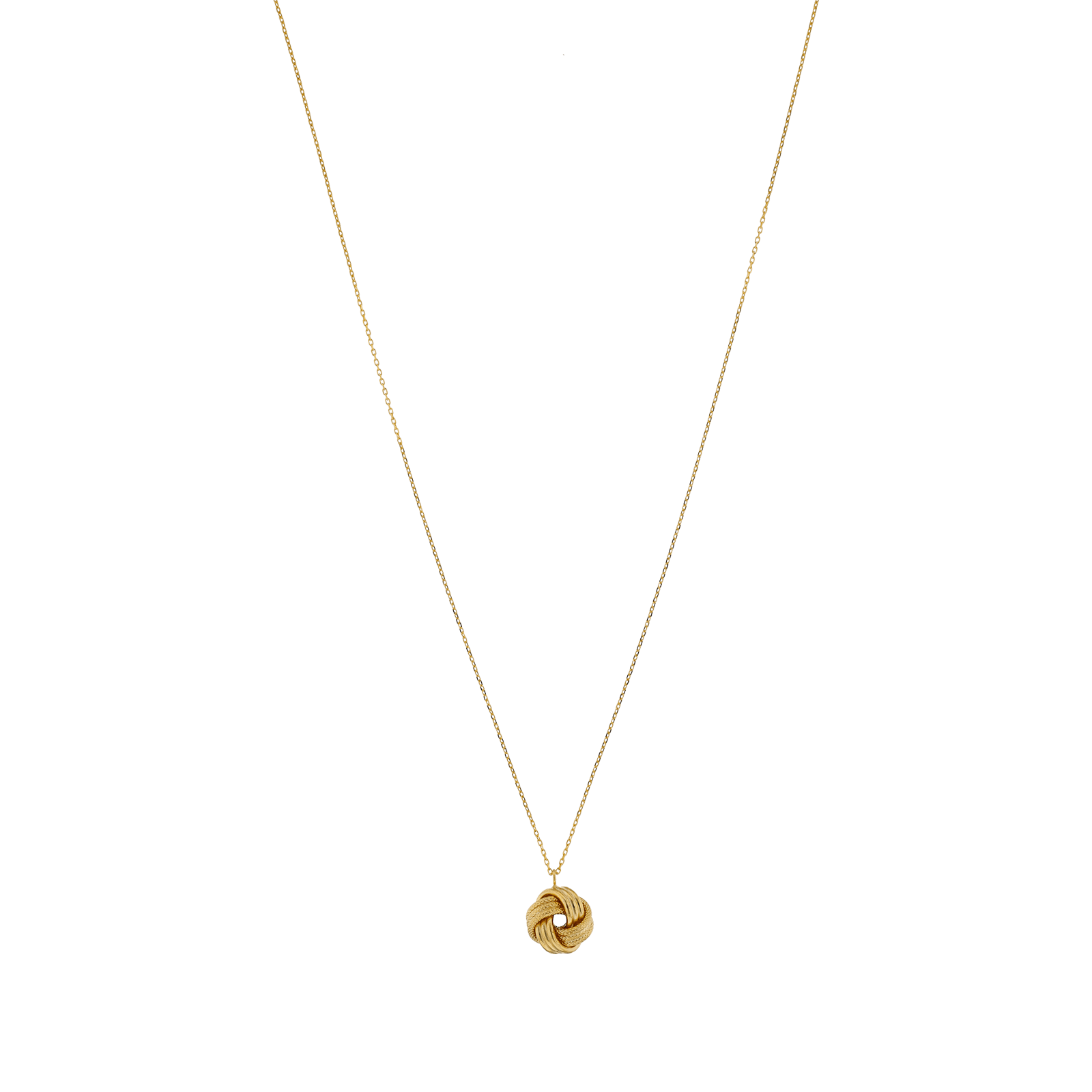 Collier Pendentif Nœud Lisse et Godronné 12mm 45cm