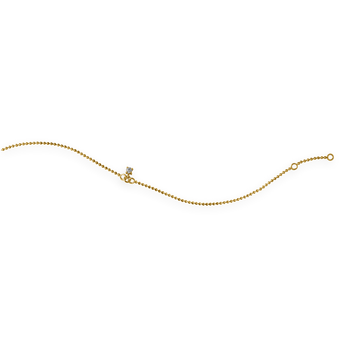 Chaîne Cheville Plaqué Or 1.5mm 23 à 25cm Zirconium 3mm