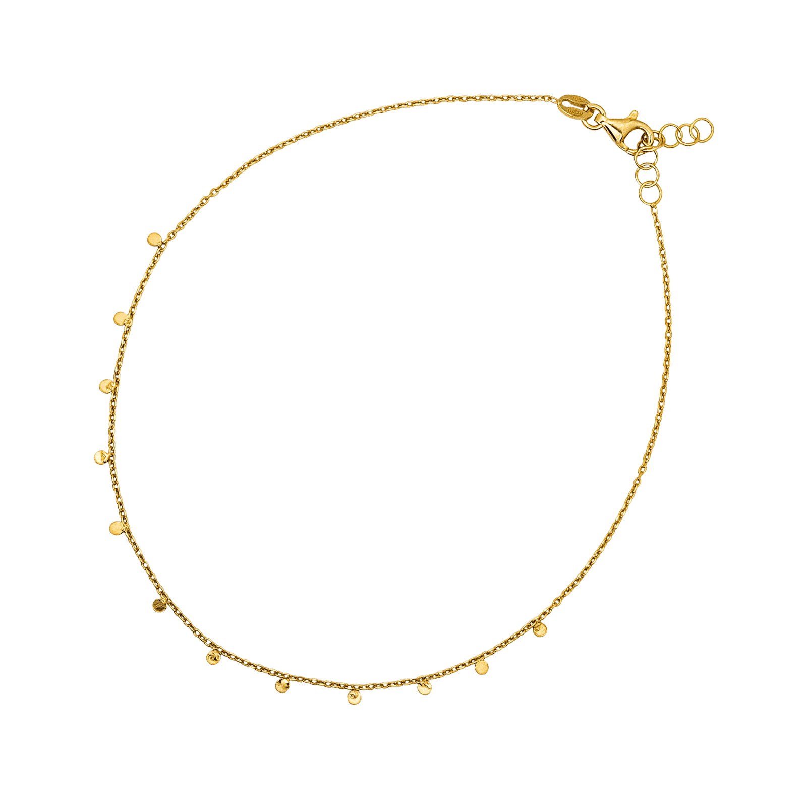 Chaîne cheville Argent Doré petites pampilles Lisses 25 plus 2 centimètres