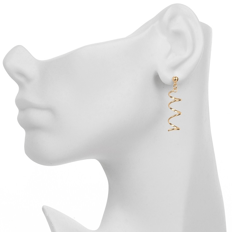 Boucles D'oreilles Plaqué Or Pendant 45mm Tortillon 5*35mm