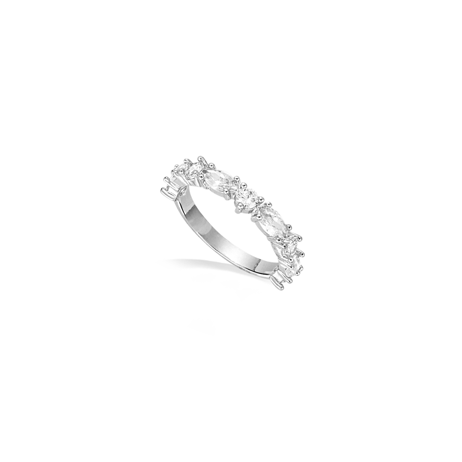 Bague Argent Rond alliance multiformes oxydes blancs