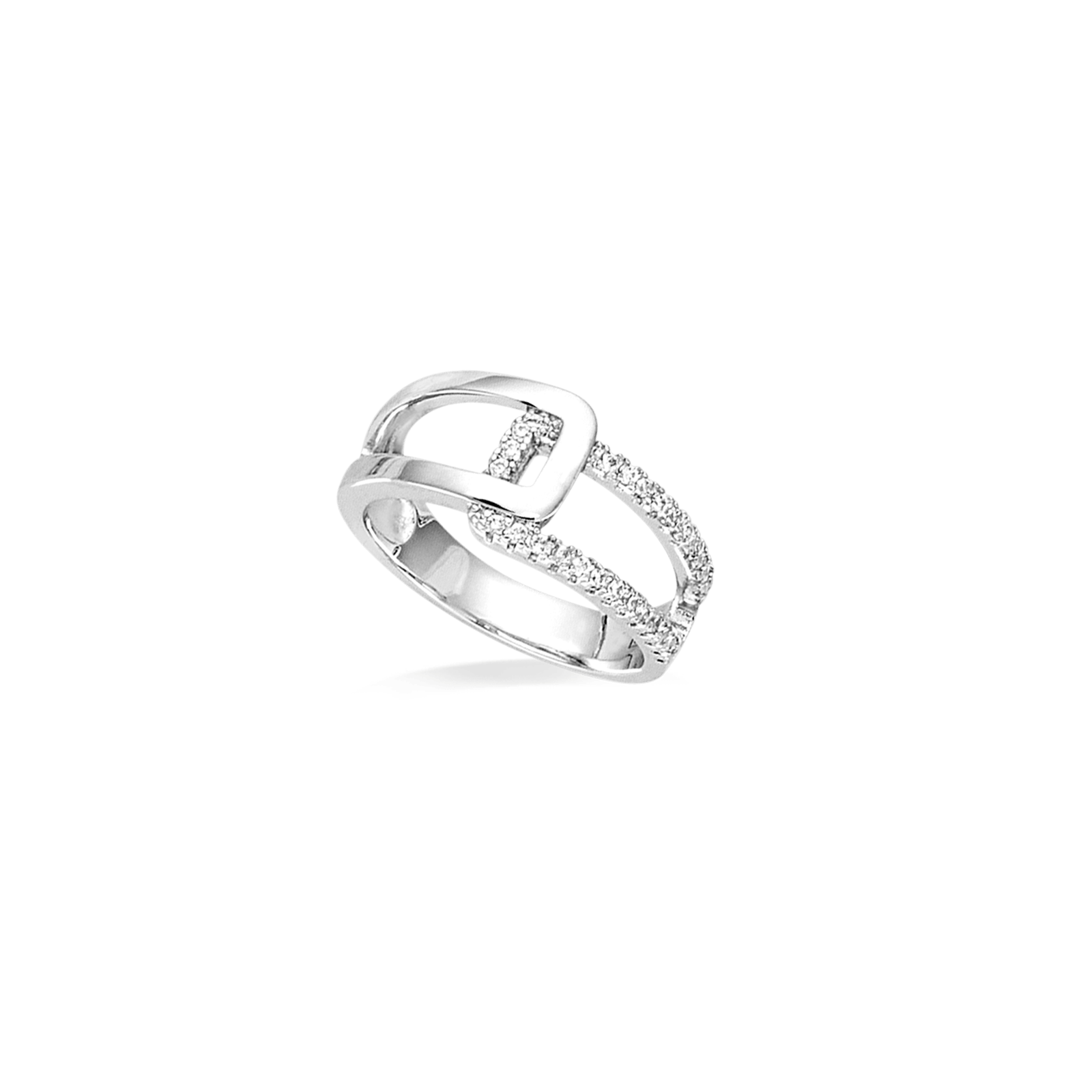 Bague Argent Rond entrelacés Lisse plus Oxydes blancs