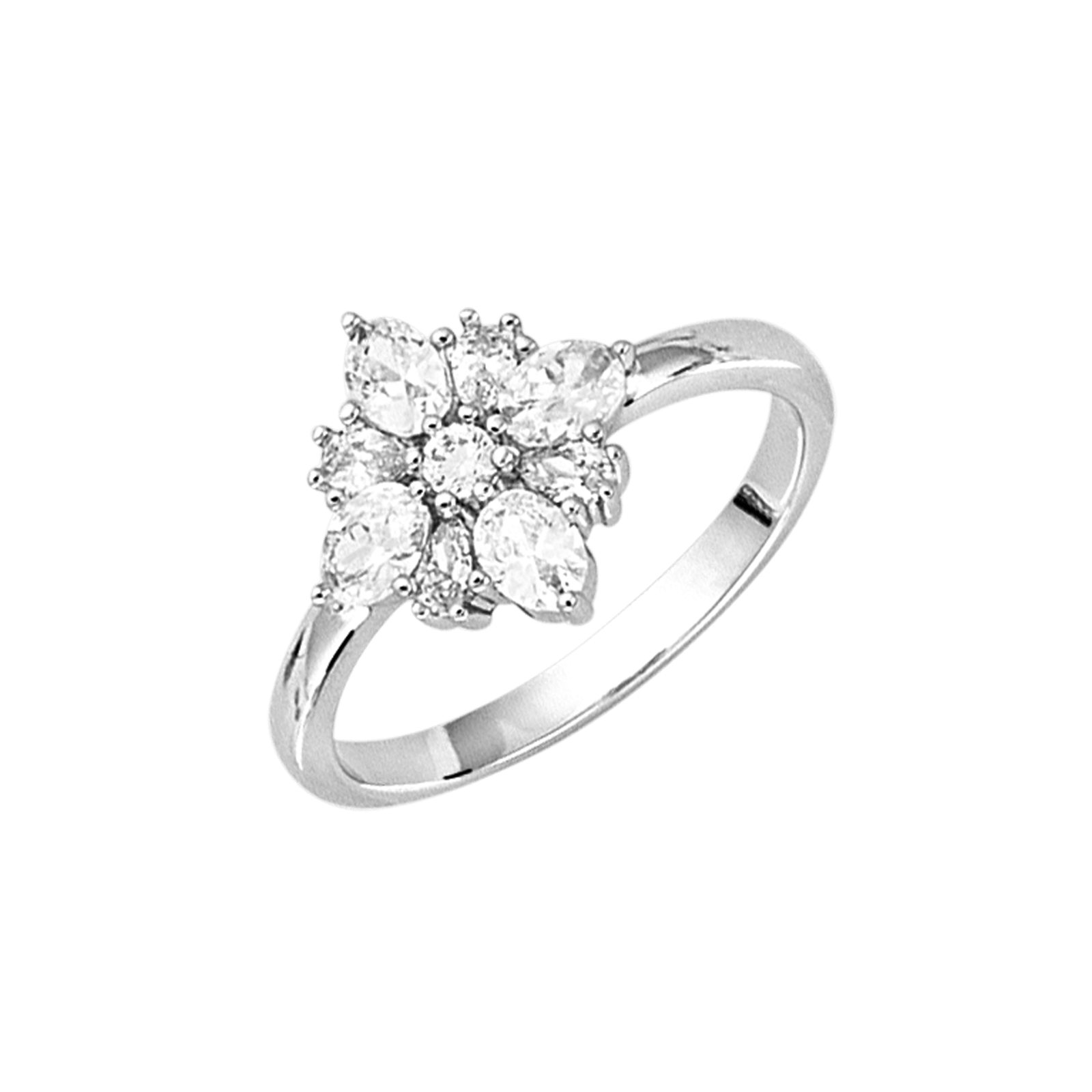 Bague Argent Rond fleur Oxydes blancs