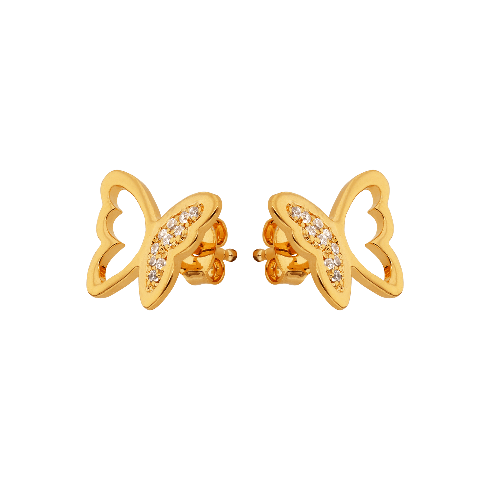 Boucles D'oreilles Papillon Zirconium 10*13mm Plaqué Or
