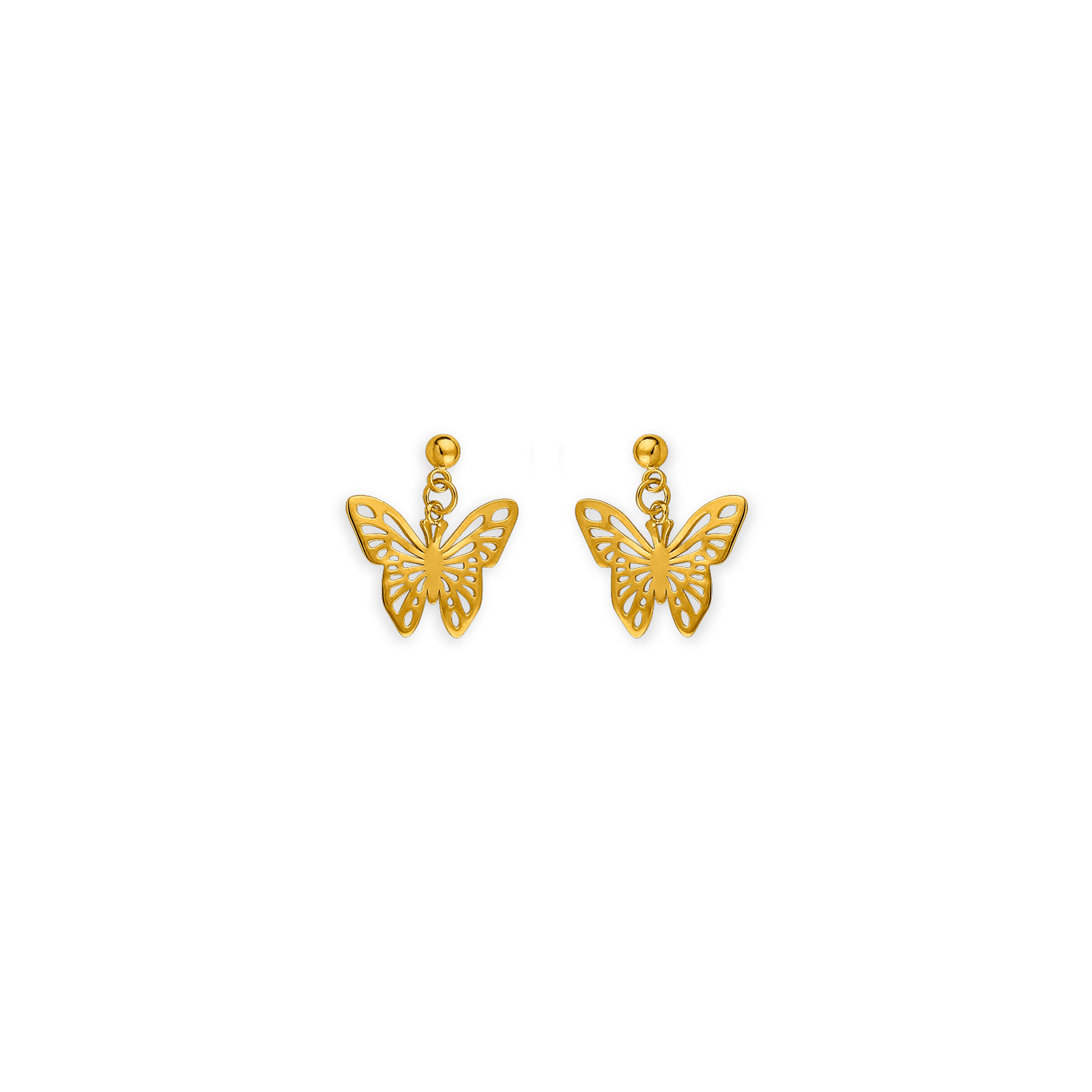 Boucles D'oreilles Plaqué Or Papillon 16*12mm Pendant 18mm Au Total