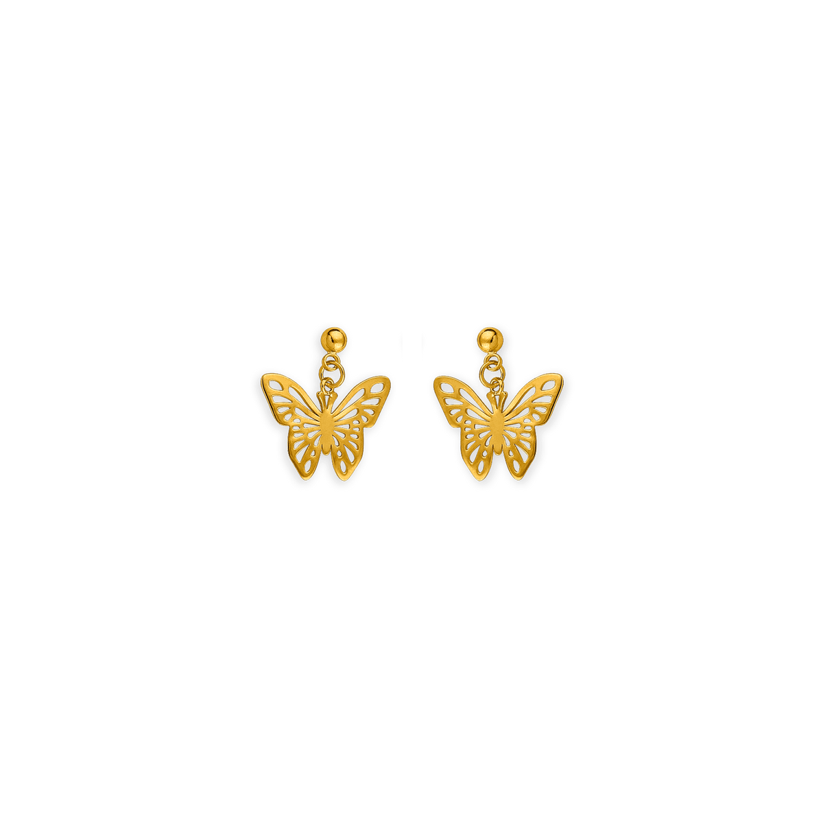 Boucles D'oreilles Plaqué Or Pendant 18mm Papillon Origami 16*12mm