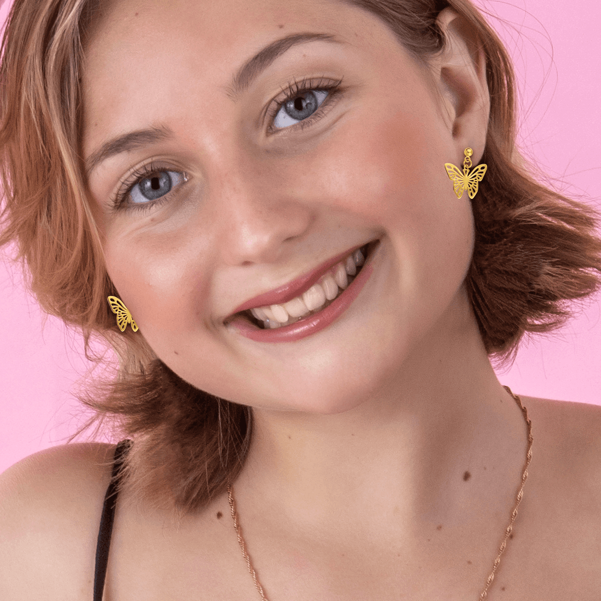 Boucles D'oreilles Plaqué Or Pendant 18mm Papillon Origami 16*12mm