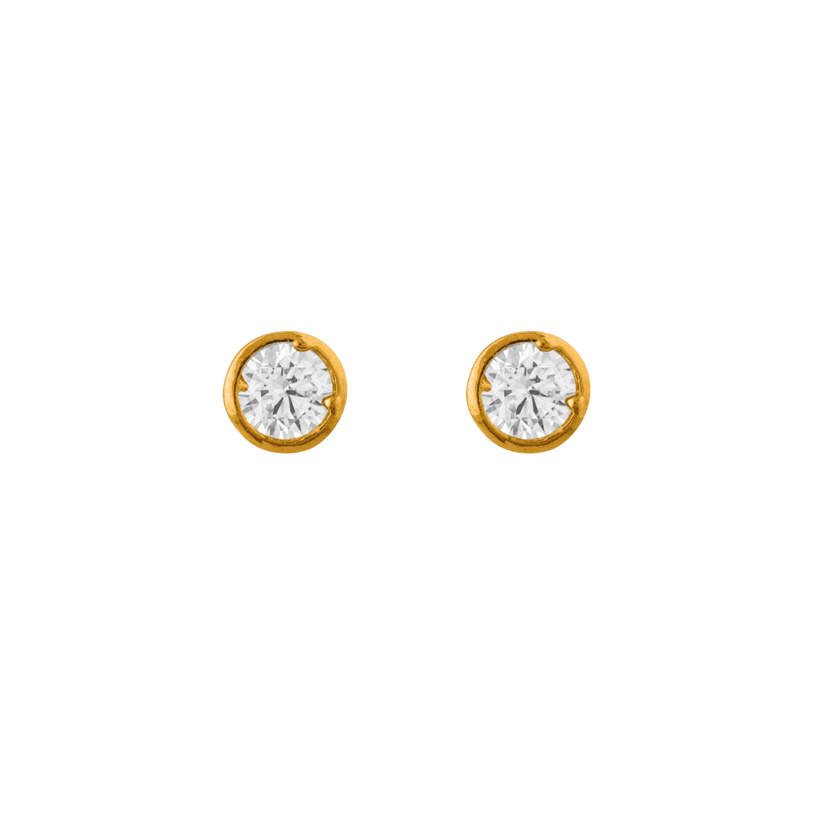 Boucles D'oreilles Zirconium 3mm Serti Clos Plaqué Or