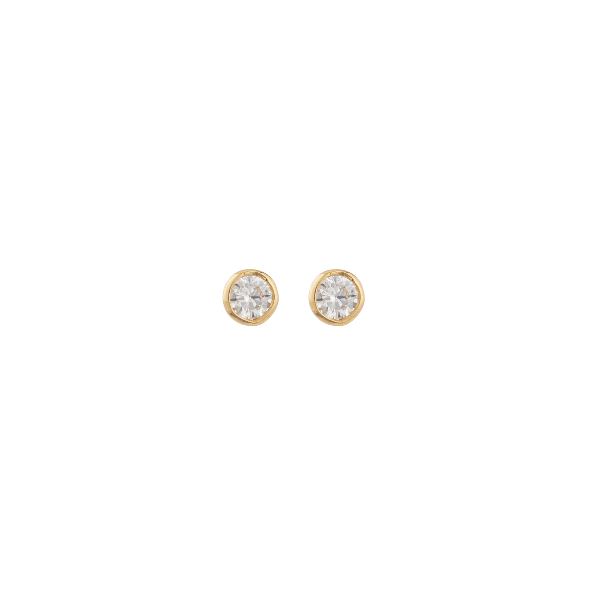 Boucles D'oreilles Zirconium 4mm Serti Clos Plaqué Or