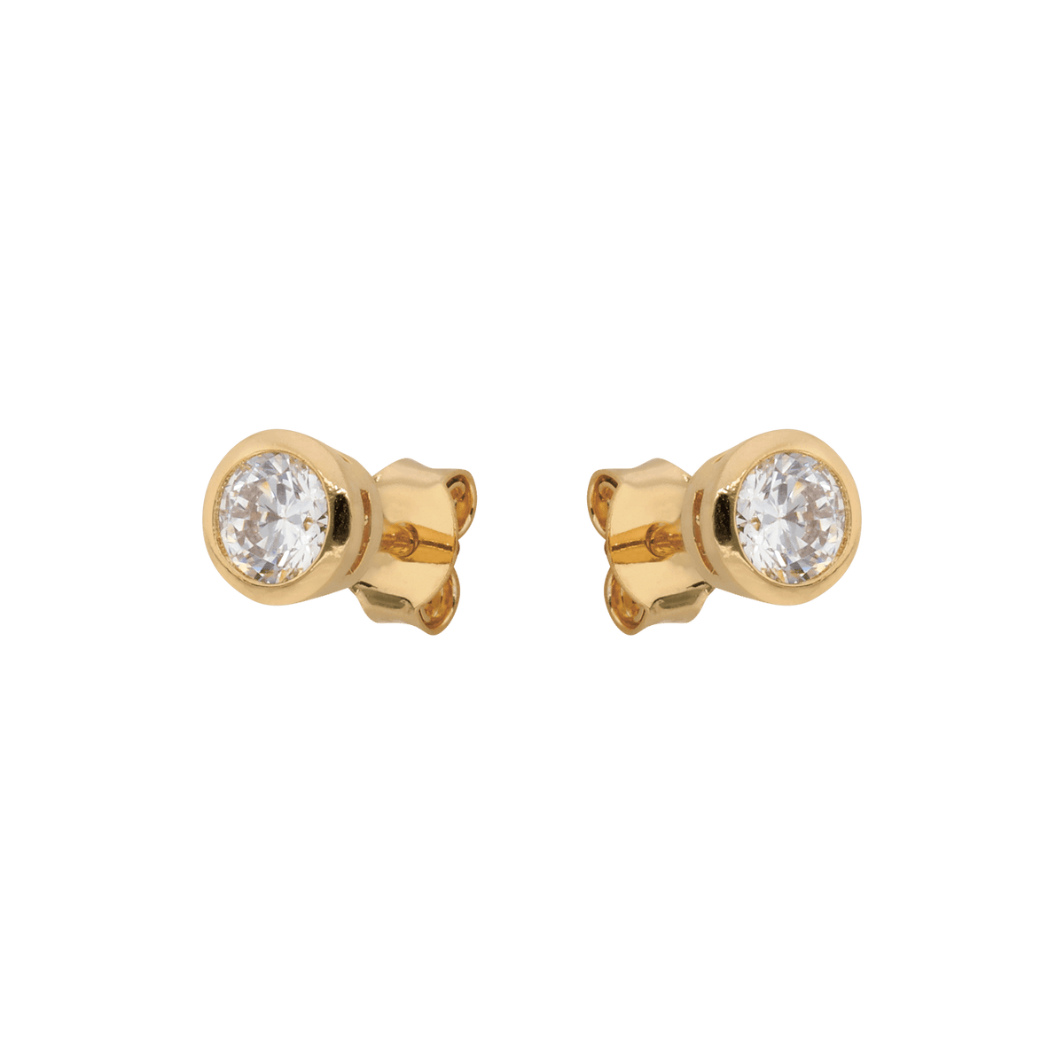 Boucles D'oreilles Zirconium 4mm Serti Clos Plaqué Or