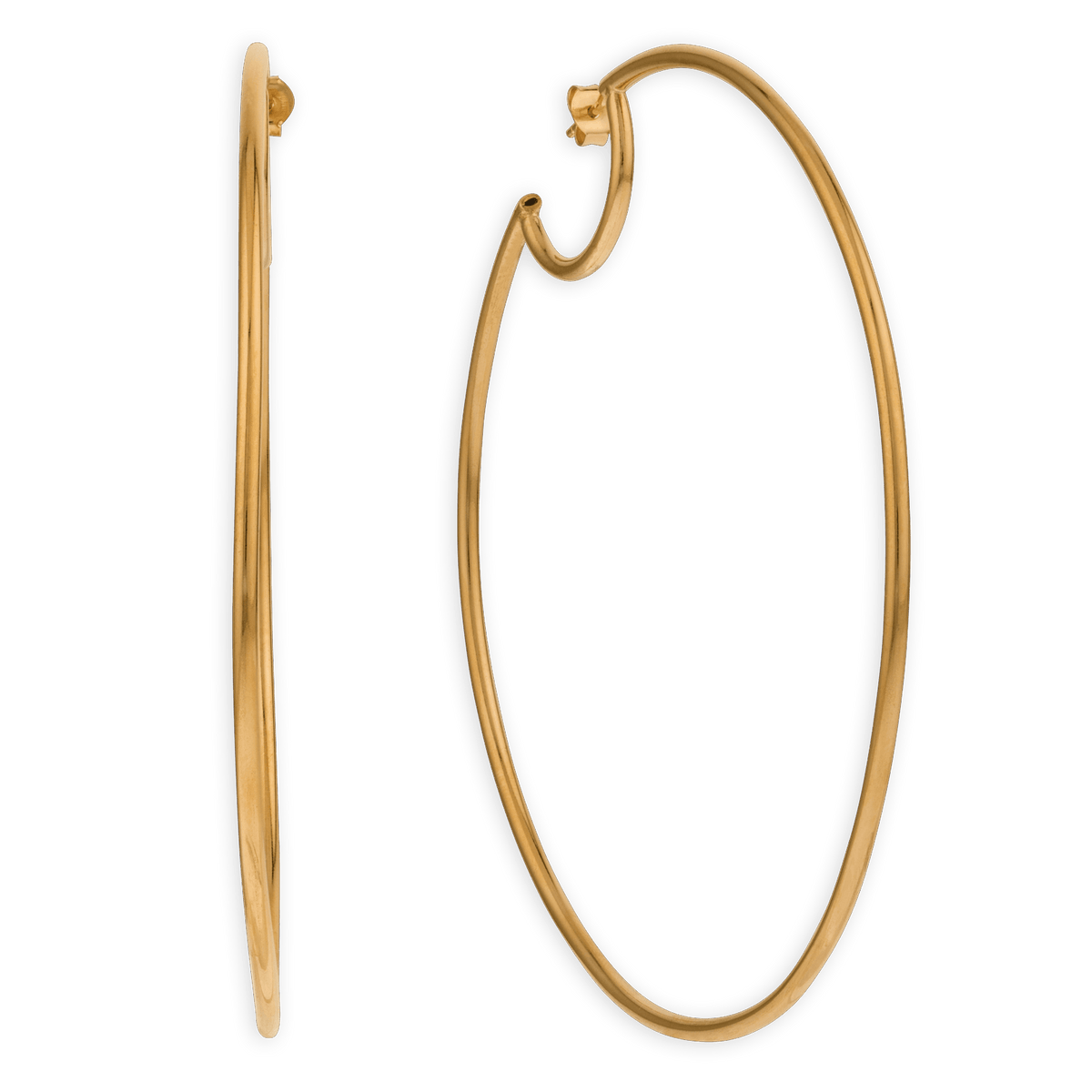 Créoles Plaqué Or 100mm Tube 2mm