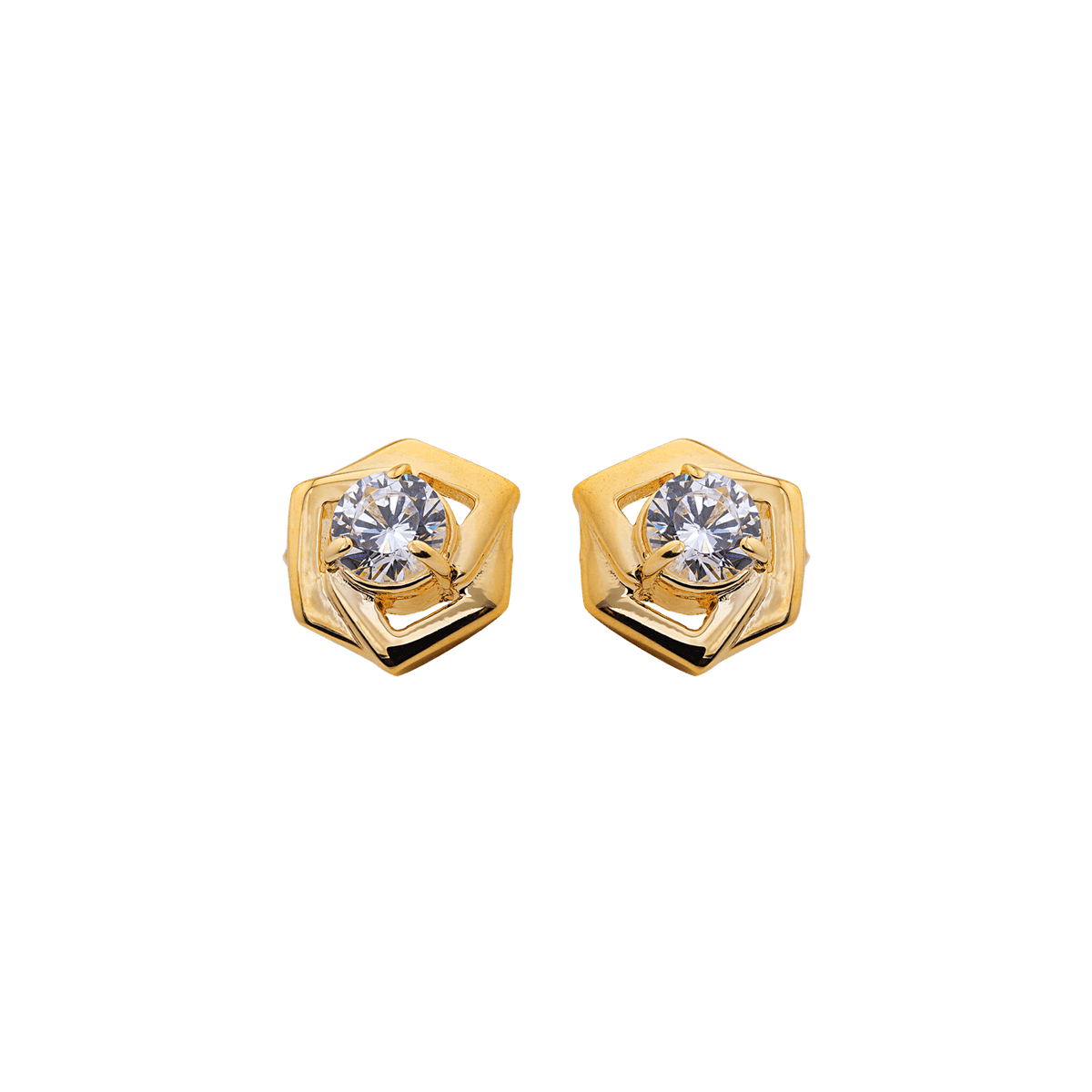 Boucles D'oreilles Plaqué Or Motif 10mm Zirconium 5mm