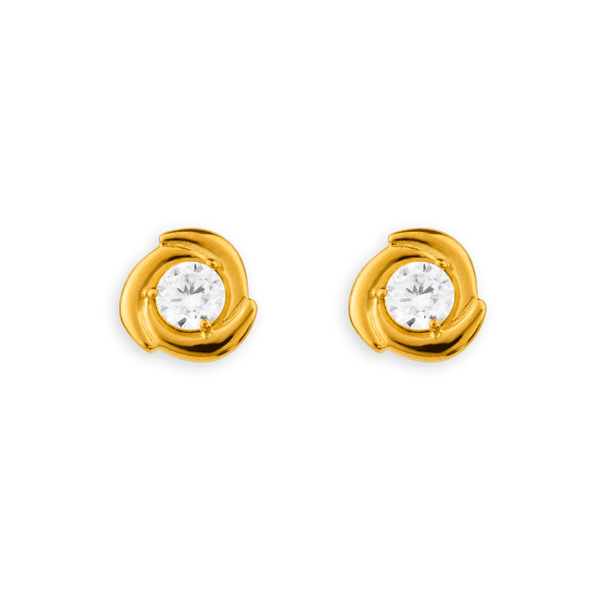 Boucles D'oreilles Plaqué Or Motif 10mm Zirconium 5mm