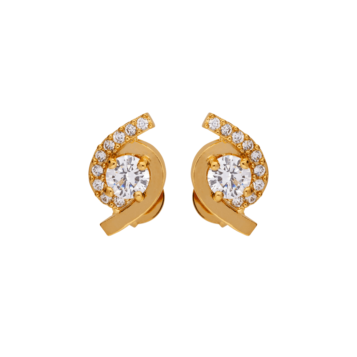 Boucles D'oreilles Plaqué Or Fantaisie 7*11mm Zirconium Centre 4mm