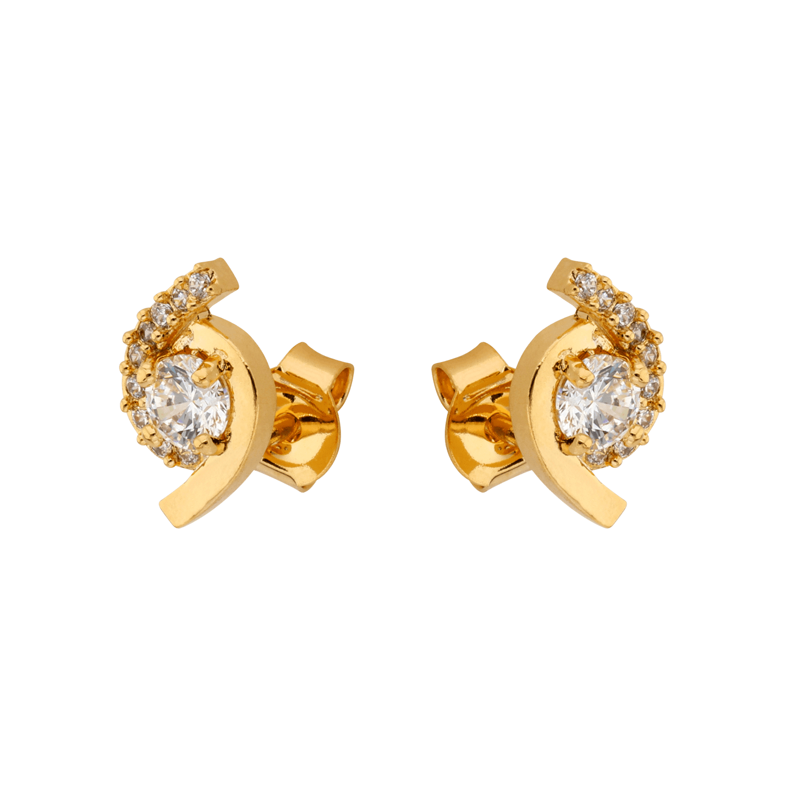Boucles D'oreilles Fantaisie Zirconium 7*11mm Plaqué Or