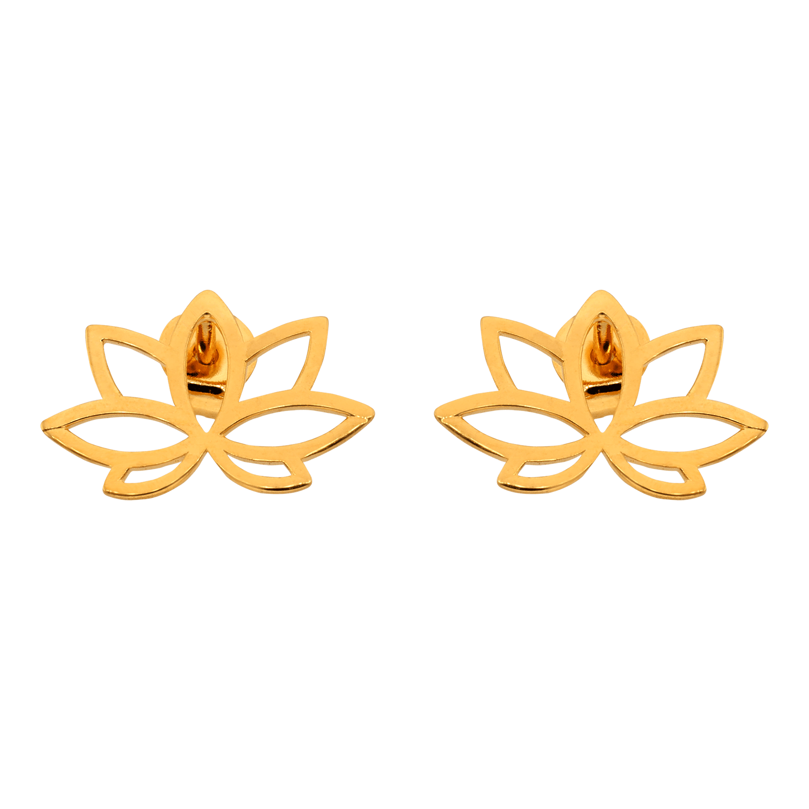 Boucles D'oreilles Fleur De Lotus 15*10mm Plaqué Or