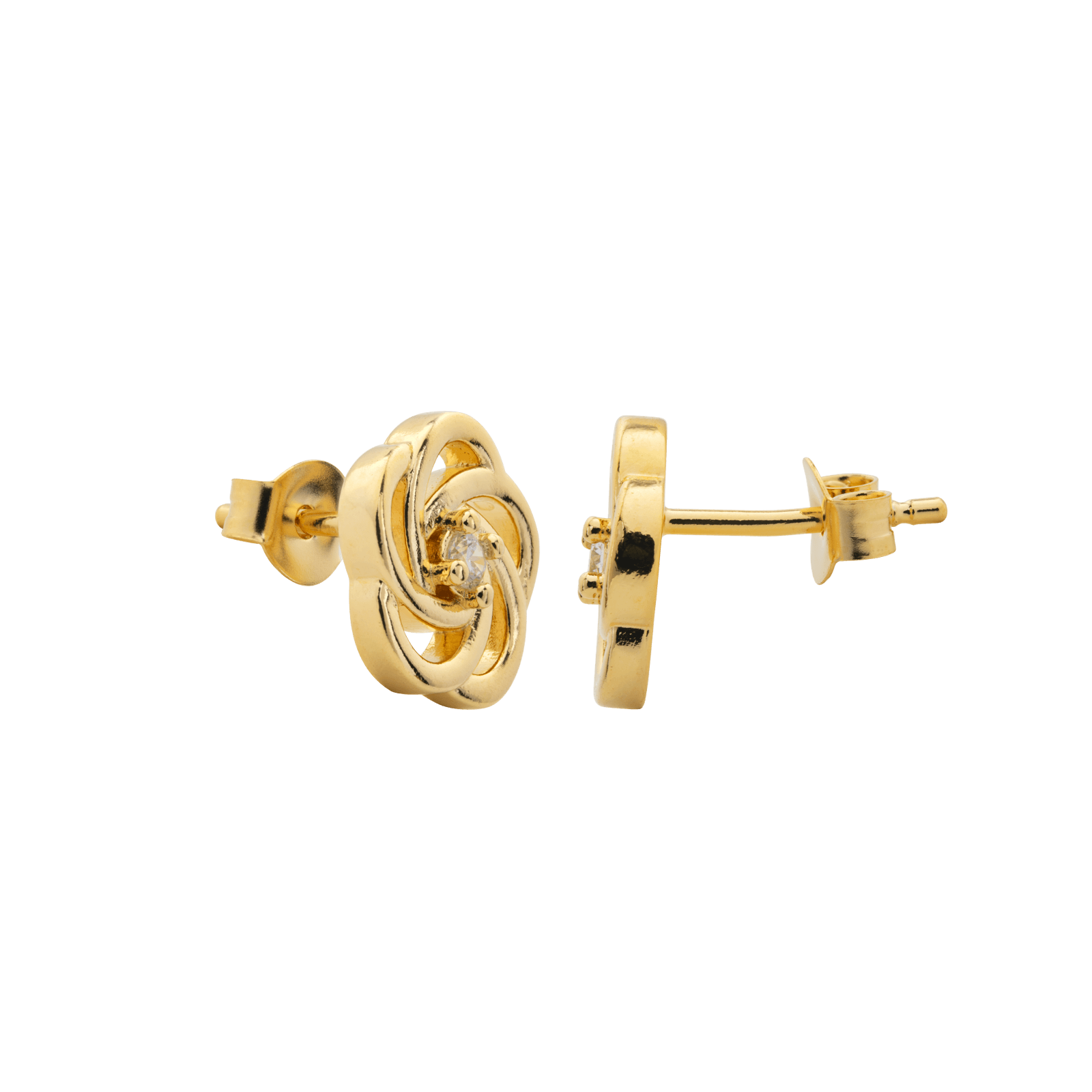 Boucles D'oreilles Plaqué Or Fleur 10mm Zirconium