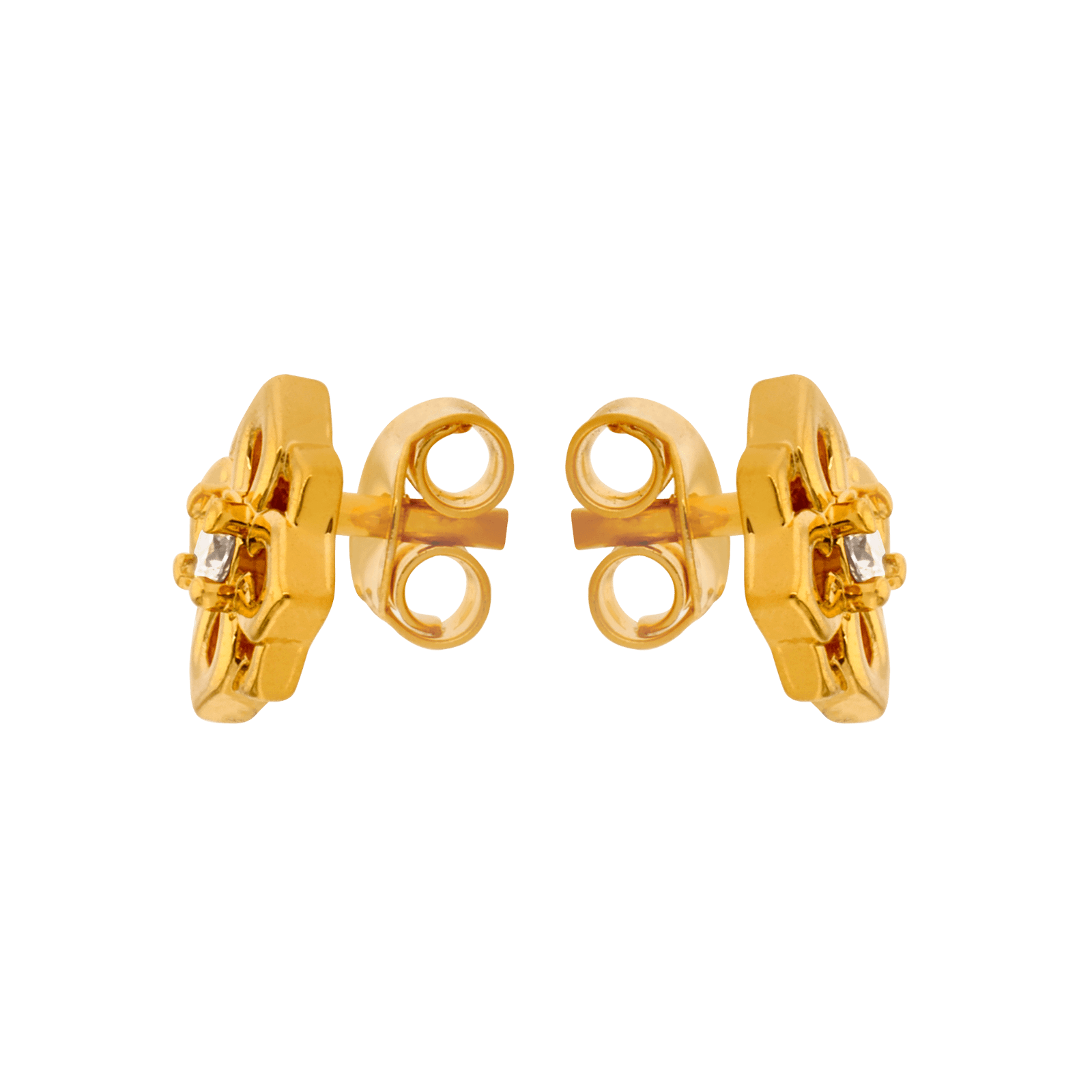 Boucles D'oreilles Fleur Zirconium 8mm Plaqué Or