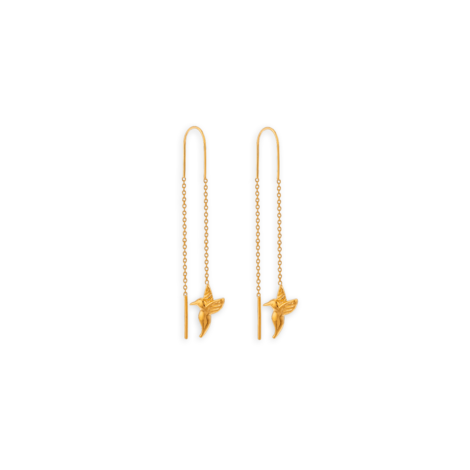 Boucles D'oreilles Plaqué Or Colibri 9.5*12mm Pendant 50mm Au Total
