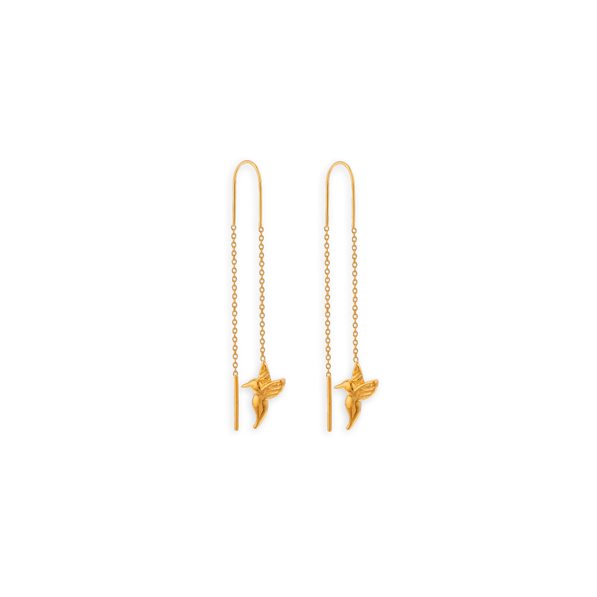 Boucles D'oreilles Plaqué Or Pendant 50mm Colibri 9.5*12mm