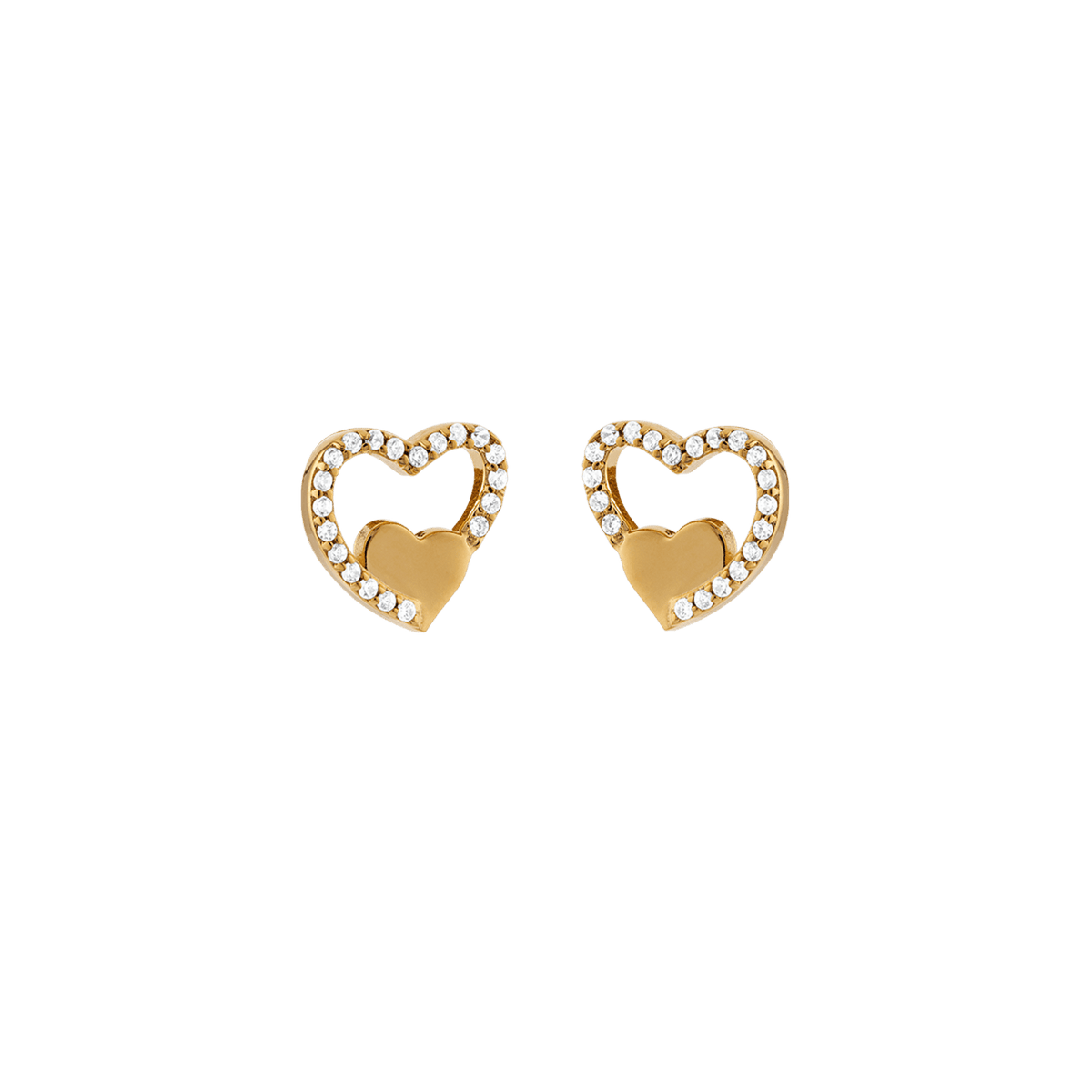 Boucles D'oreilles Plaqué Or Cœurs Zirconium 10*11mm