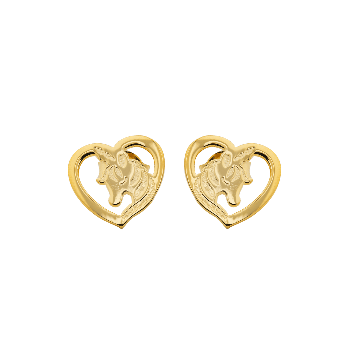 Boucles D'oreilles Plaqué Or Cœur Licorne 10.1*9.7mm