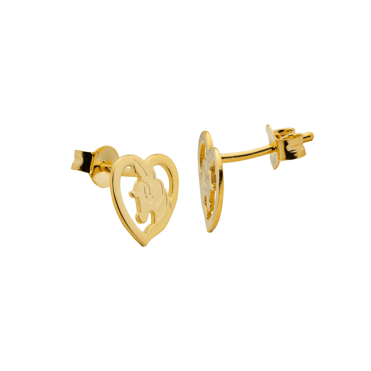 Boucles D'oreilles Plaqué Or Cœur Licorne 10.1*9.7mm