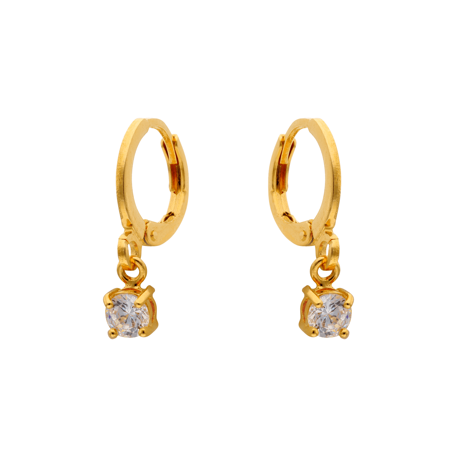 Créoles Plaqué or Pendentif Oxyde de Zirconium serti griffe