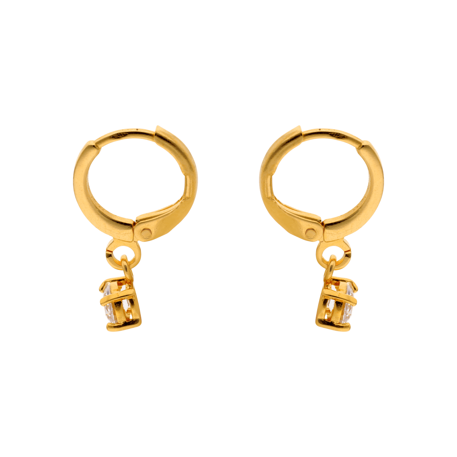 Créoles Plaqué or Pendentif Oxyde de Zirconium serti griffe