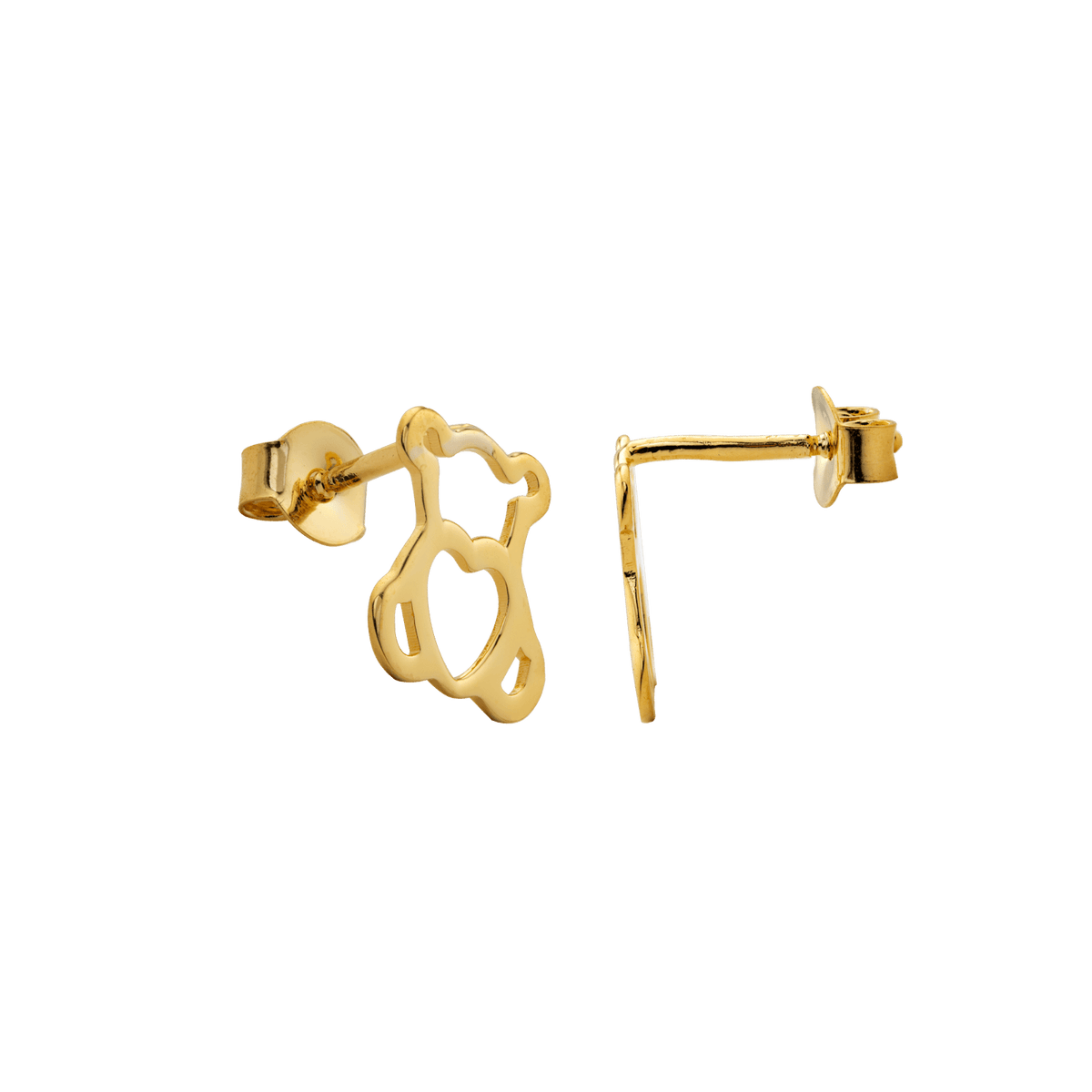 Boucles D'oreilles Plaqué Or Ourson 9*10mm
